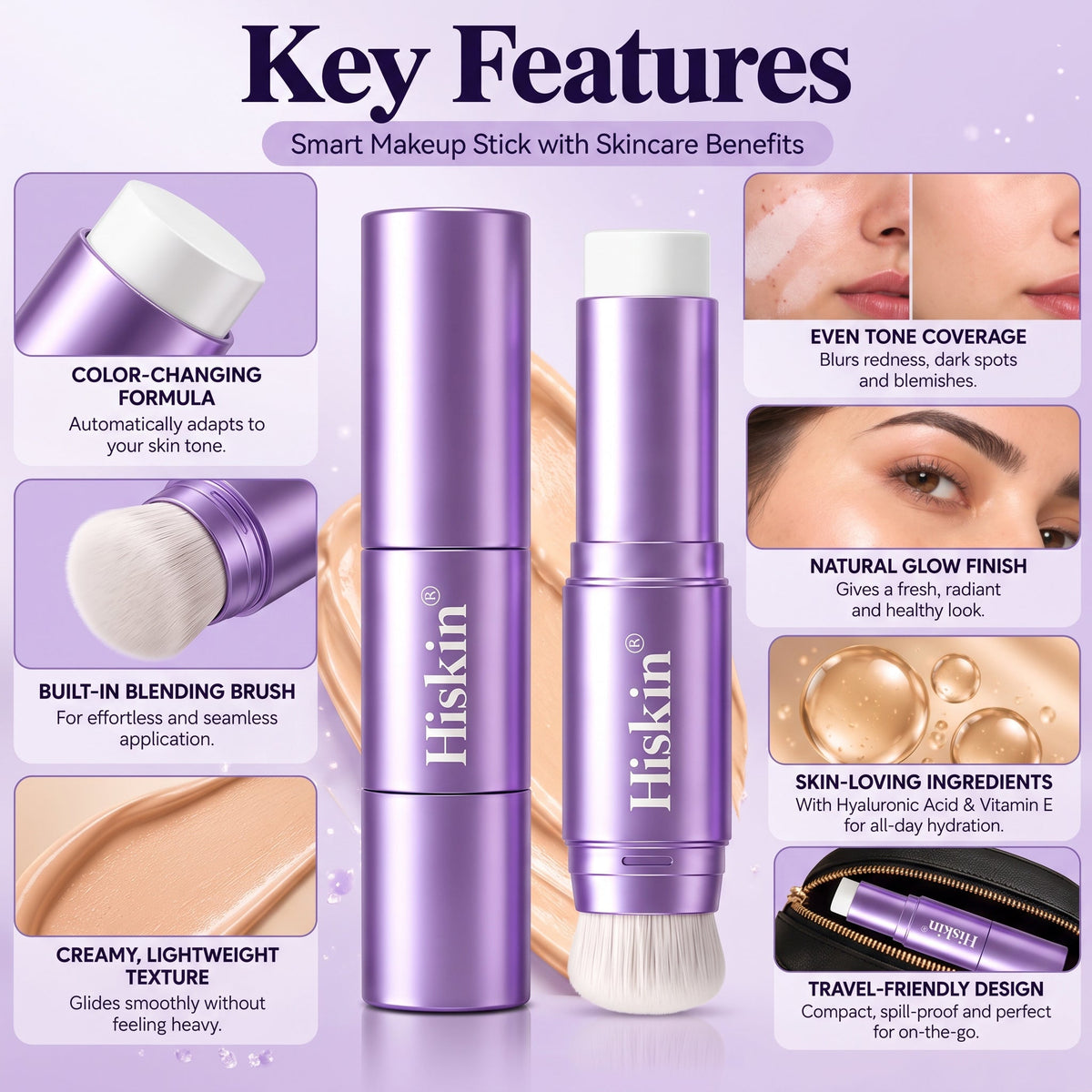 🔥 LAST 2 HOURS · 80% OFF! Hiskin® 2-in-1 Color-Changing Foundation Stick | Conceals Age Spots, Blurs Fine Lines & Hydrates Skin with a Built-In Brush for a Youthful Glow!
