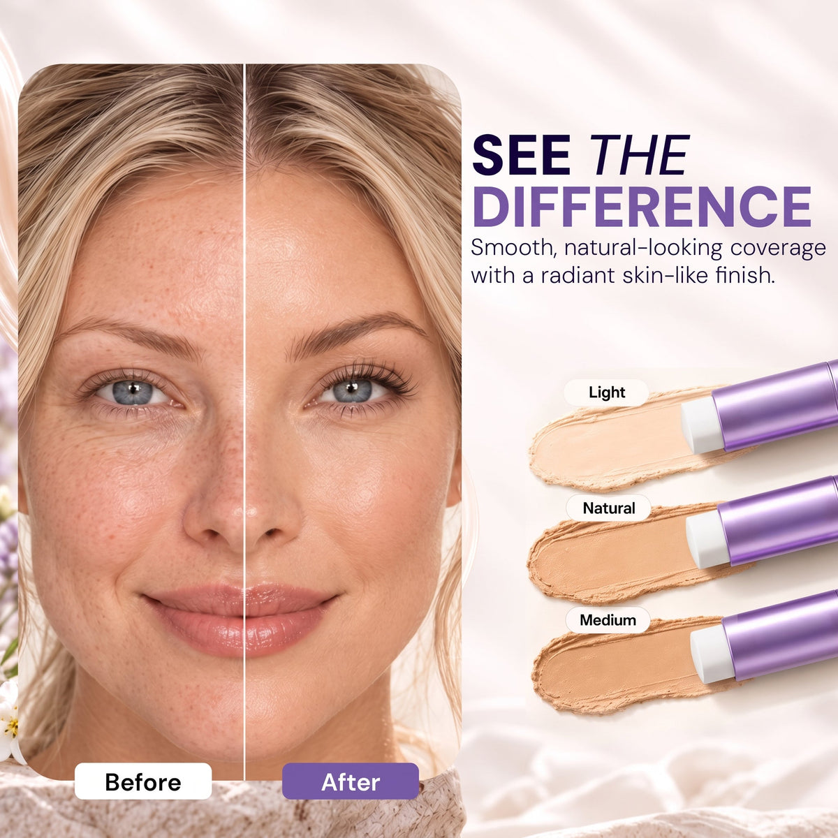 🔥 LAST 2 HOURS · 80% OFF! Hiskin® 2-in-1 Color-Changing Foundation Stick | Conceals Age Spots, Blurs Fine Lines & Hydrates Skin with a Built-In Brush for a Youthful Glow!