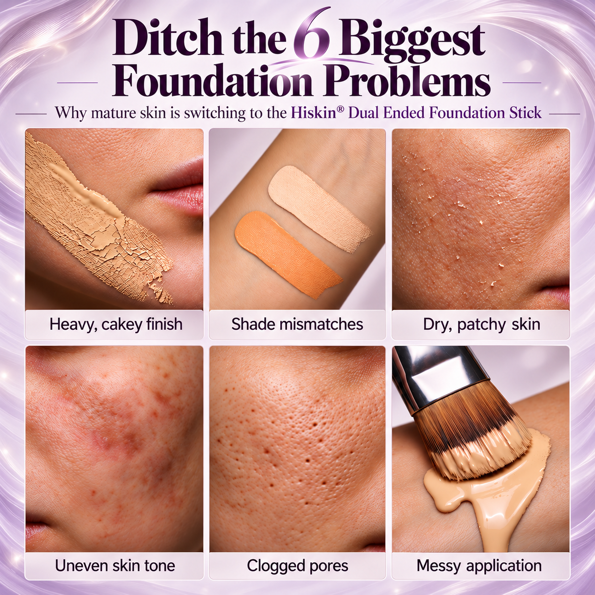 🔥 LAST 2 HOURS · 80% OFF! Hiskin® 2-in-1 Color-Changing Foundation Stick | Conceals Age Spots, Blurs Fine Lines & Hydrates Skin with a Built-In Brush for a Youthful Glow!