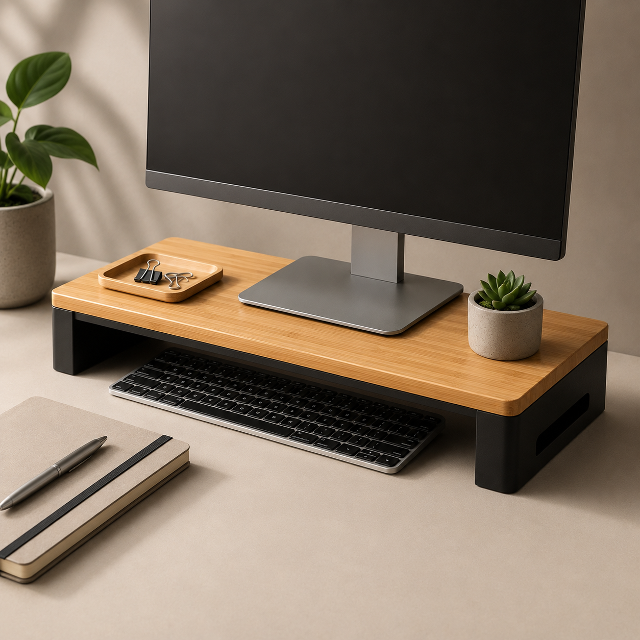 Lumitagecare Bamboo Monitor Stand Riser