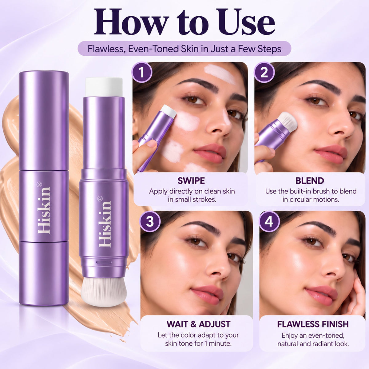 🔥 LAST 2 HOURS · 80% OFF!  Hiskin® 2-in-1 Color-Changing Foundation Stick | Conceals Age Spots, Blurs Fine Lines & Hydrates Skin with a Built-In Brush for a Youthful Glow!